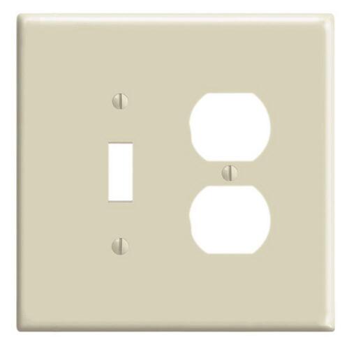 Leviton 86105 86105 Combination Wallplate, 5-1/4 in L, 3-1/2 in W, Oversized, 2 -Gang, Plastic, Ivory, Device Mounting