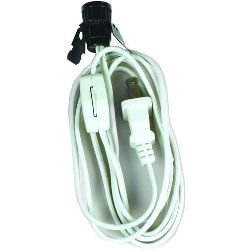 Lamp Socket/Switch, 18 ga Wire, White Sheath