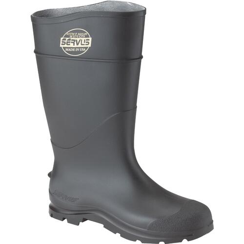 Durable Economy Rain Boots, 12, Black, Slip-On Closure, PVC Upper