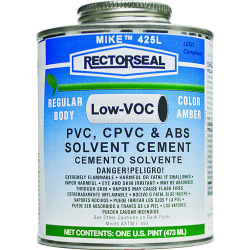 RectorSeal 55973 Solvent Cement, 1 pt Can, Liquid, Amber