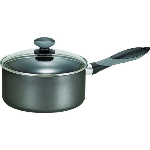 Mirro MIR-A7972494 Sauce Pan with Glass Lid, 3 qt Capacity, Aluminum, Thumb Rest Handle Black