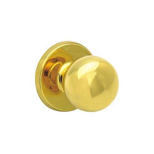 Fairfax Single Dummy Door Knob from the Elements Series Bright Brass