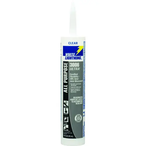 3006 ULTRA Siliconized Acrylic Latex Sealant, Clear, 5 to 7 days Curing, -30 to 180 deg F