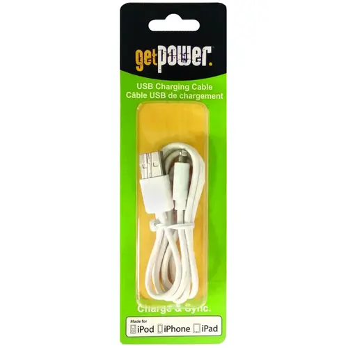 GetPower GP-USB-IPH5 3 Ft. White Apple Lightning to USB Charge/Sync Cable