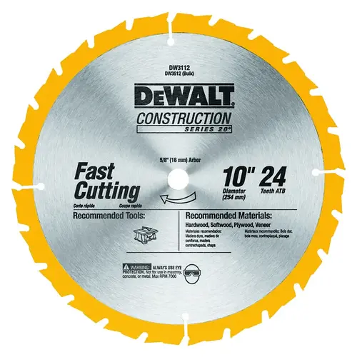 Saw Blade, 10 in Dia, 5/8 in Arbor, 24-Teeth, Carbide Cutting Edge