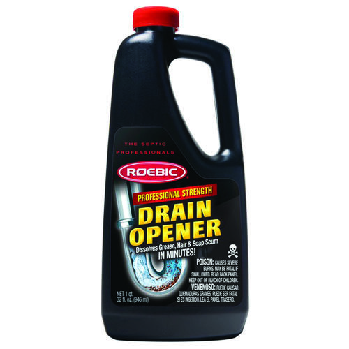 Drain Opener, Liquid, Clear, Odorless, 1 qt Bottle