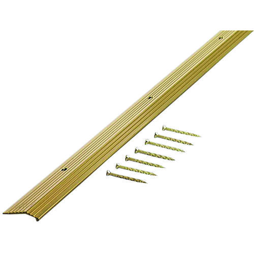 Carpet Trim, 36 in L, 7/8 in W, Fluted Surface, Aluminum, Satin Brass