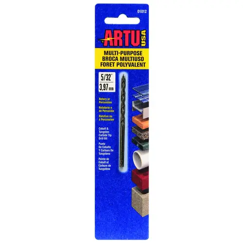 ARTU 01012 Jobber Drill Bit, 5/32 in Dia, 3-1/8 in OAL, Parabolic Flute, 5/32 in Dia Shank, Straight Shank