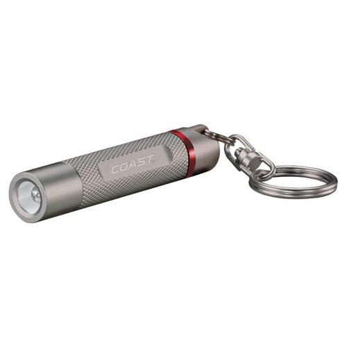 Keychain Flashlight, AG5 Battery, LED Lamp, 33 Lumens, Mini-Flood Beam, 23 m Beam Distance, Silver