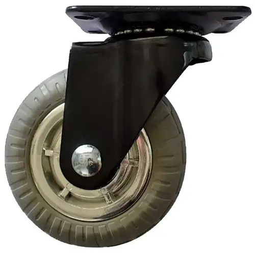 Swivel Caster, 4 in Dia Wheel, Rubber Wheel, 220 lb Chrome