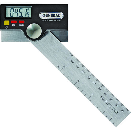 Digital Protractor with Thumb Nut, 0 to 180 deg, Stainless Steel Silver