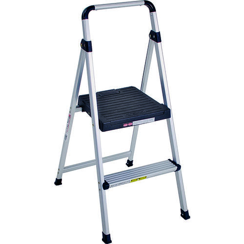 Folding Step Stool, 39.37 in H, 225 lb, Steel Black/Silver