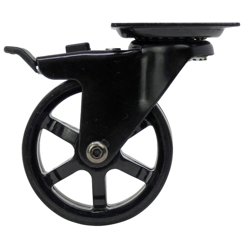 Swivel Caster, 3 in Dia Wheel, Aluminum/Polyurethane Wheel, Black, 100 lb