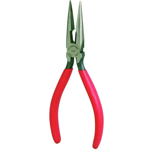 Crescent 6547CVN N Long Chain Nose Plier, 7-1/2 in OAL, 14 AWG Cutting Capacity, Red Handle, Non-Slip Cushion Grip Handle
