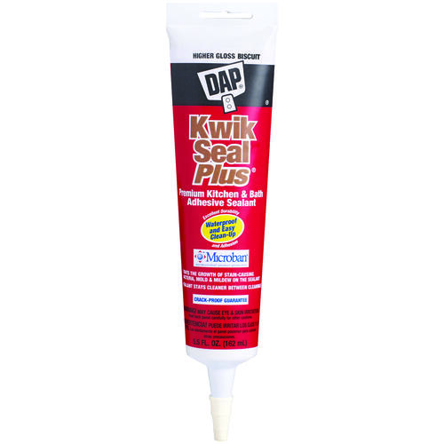 DAP 18868 Adhesive Sealant, Biscuit, 24 hr Curing, -20 to 180 deg F, 5.5 oz Tube