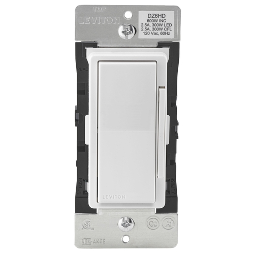 R51-DZ6HD-1RZ Dimmer, 1 -Pole, 3 -Way, 120 V, 60 Hz, Z-Wave, Hardwired, Light Almond/White