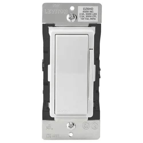 Decora R52-DZ6HD-2RW R51-DZ6HD-1RZ Dimmer, 1 -Pole, 3 -Way, 120 V, 60 Hz, Z-Wave, Hardwired, Light Almond/White