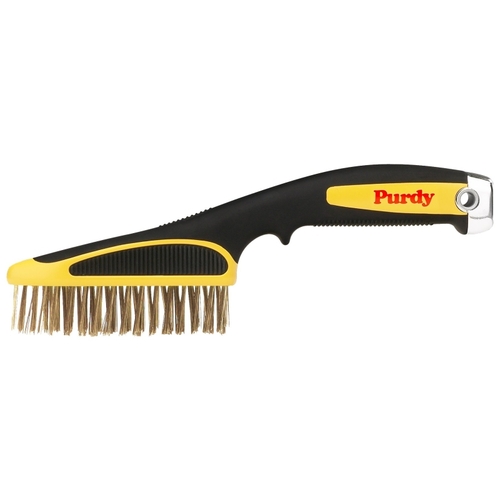 Purdy 140910100 Short Handle Wire Brush, Stainless Steel Bristle, 3 in W Brush, 11 in OAL, Black