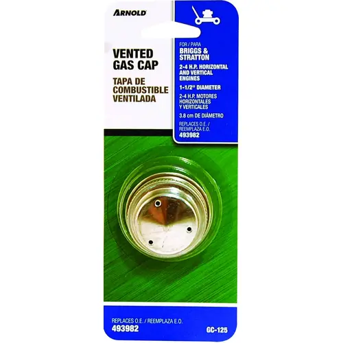 Gas Cap, 6.2 to 6/12, For: Briggs & Stratton 2 to 4 hp Engines Horizontal and Vertical Engines