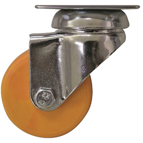 Swivel Caster, 2 in Dia Wheel, Polyurethane Wheel, Yellow, 88 lb Pair