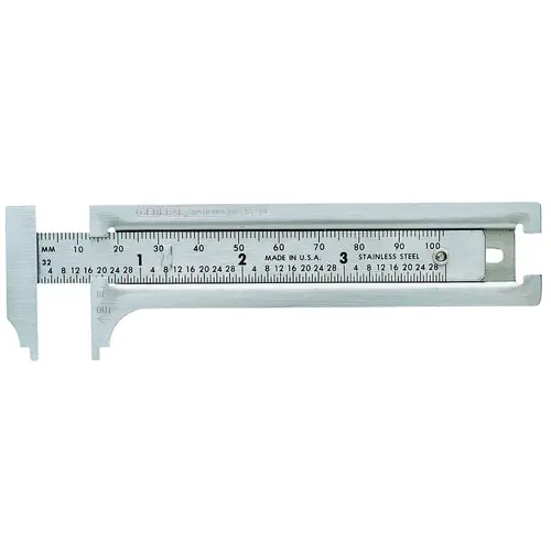 General 132ME Pocket Calipers, 0 in/0 mm-3 in/75 mm, Stainless Steel