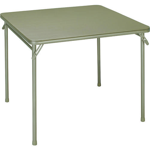 Cosco 14-619-ANT2 Folding Table, 33-3/4 in OAW, 33-3/4 in OAD, 28 in OAH, Steel Frame, Vinyl Tabletop, Antique Linen