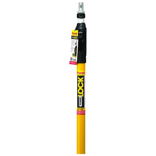 Purdy 140855661 Extension Pole, 1-5/16 in Dia, 6 to 12 ft L, Aluminum/Fiberglass, Rubber Handle Yellow