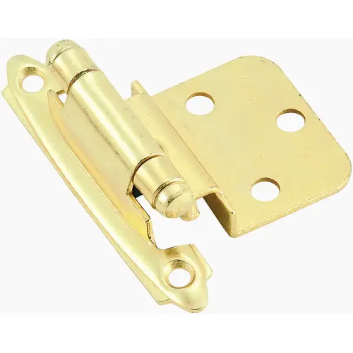 3/8" (10 mm) Inset Self Closing Face Mount Cabinet Hinge Bright Brass Finish - Pair