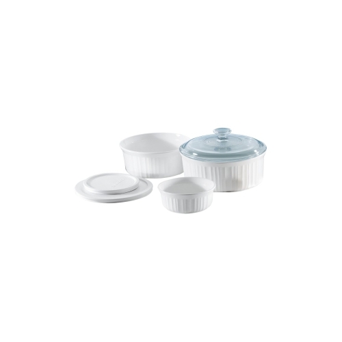 Corningware 1074887 Bake Dish Set, Stoneware, French White