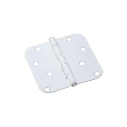 Door Hinge, 4 in H Frame Leaf, Steel, White, Non-Rising, Removable Pin, Full-Mortise Mounting