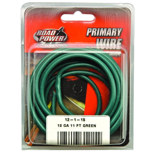 Electrical Wire, 12 AWG Wire, 25/60 VAC/VDC, Copper Conductor, Green Sheath, 11 ft L