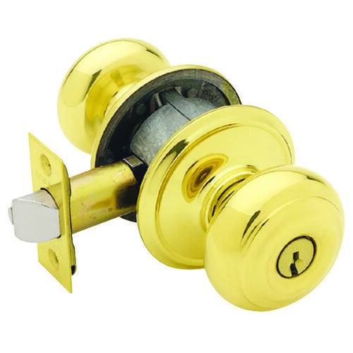 Georgian Series Keyed Entry Knob, Solid Brass/Zinc, Brass