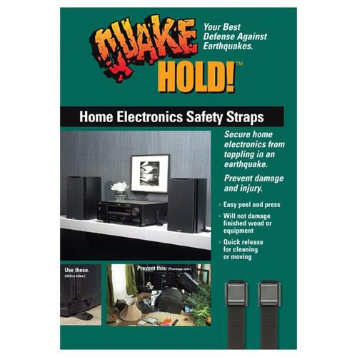 QuakeHOLD! 4173 Adjustable Electronic Safety Strap, Nylon, Black