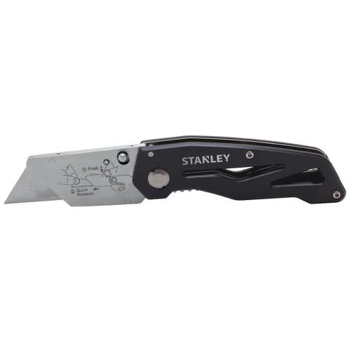 Utility Knife, 2-7/16 in L Blade, Aluminum Blade, Black/Gray Handle