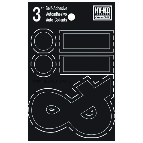 30400 Series Die-Cut Symbol Set, Character: .- &, 3 in H Character, Black Character, Vinyl