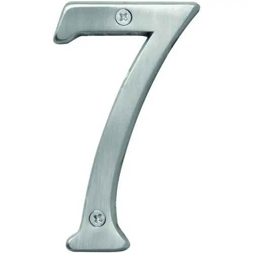 Prestige Series House Number, Character: 7, 4 in H Character, Nickel Character, Brass - pack of 3