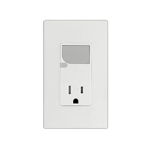 Receptacle with LED Guide Light, 1 -Pole, 125 V, 15 A, Side Wiring, White