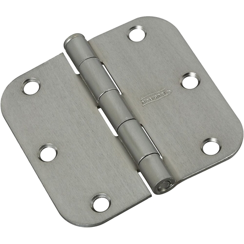 512R5 Series Door Hinge, 3 in H Frame Leaf, Steel, Satin Chrome, Flush, Removable Pin