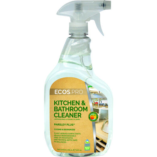 ECOS PL9746/6 Kitchen and Bathroom Cleaner, 32 oz Bottle, Liquid, Parsley, Water White