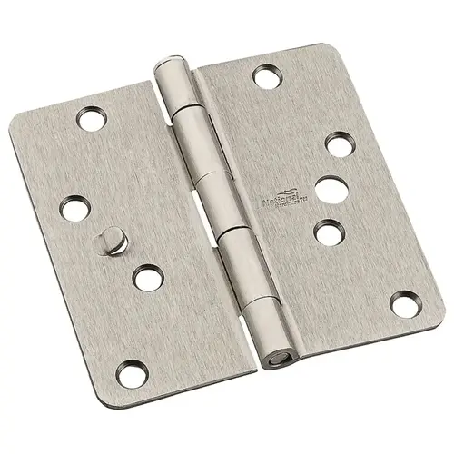 512R5 Series Door Hinge, 4 in H Frame Leaf, Steel, Satin Nickel, Flush, Removable Pin, 55 lb - pack of 3