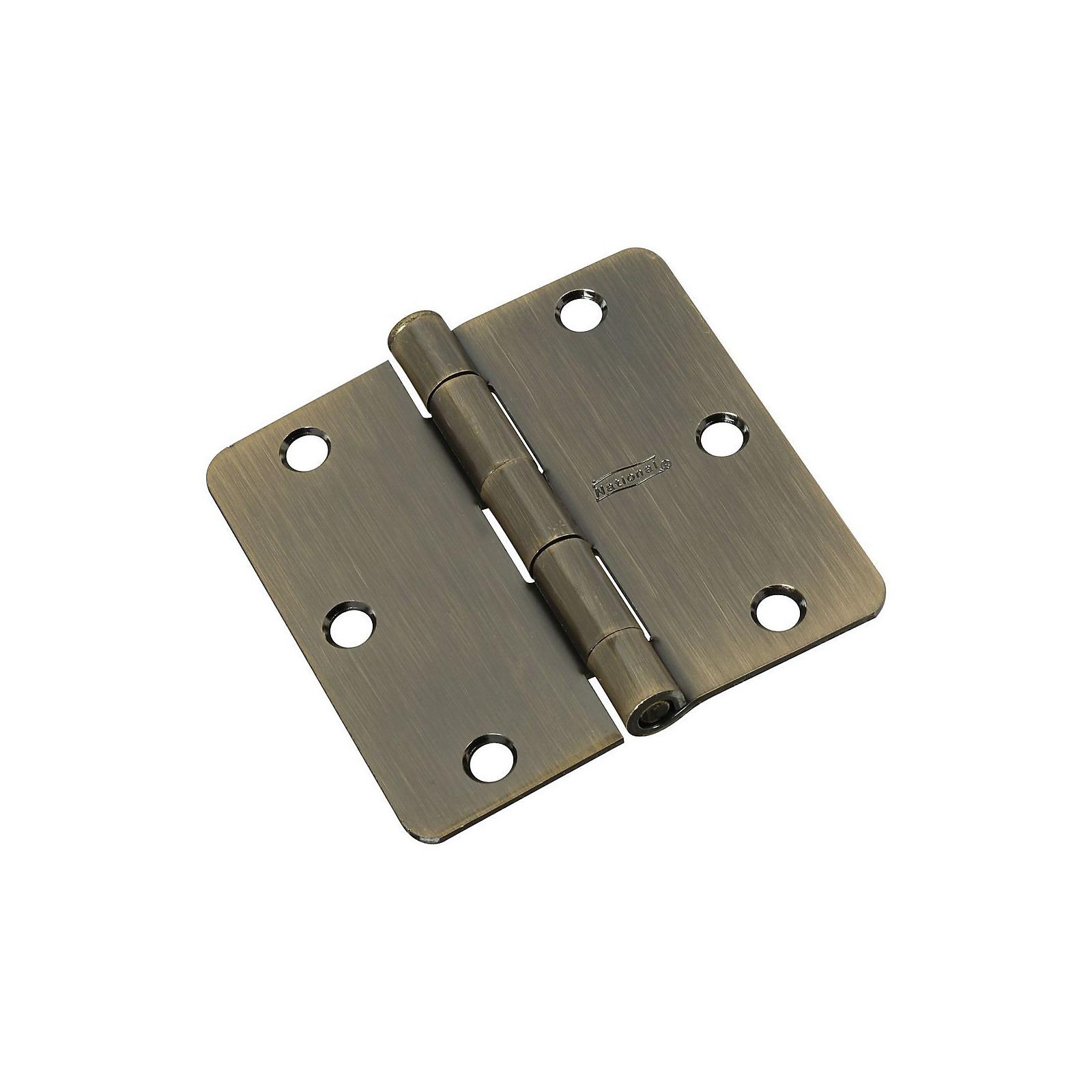 National Hardware N830-173 Door Hinge, 3-1/2 in H Frame Leaf, Steel, Antique Brass, Non-Rising, Removable Pin, 50 lb