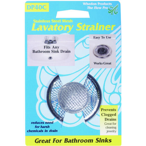 Lavatory Strainer with Ring, 2-1/4 in Dia, Stainless Steel, For: Lavatory Sink Drains Chrome