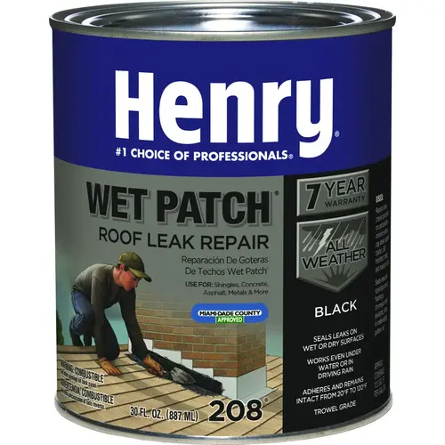 HENRY HE208030 Wet Patch 30 Oz. Roof Cement and Patching Sealant Black