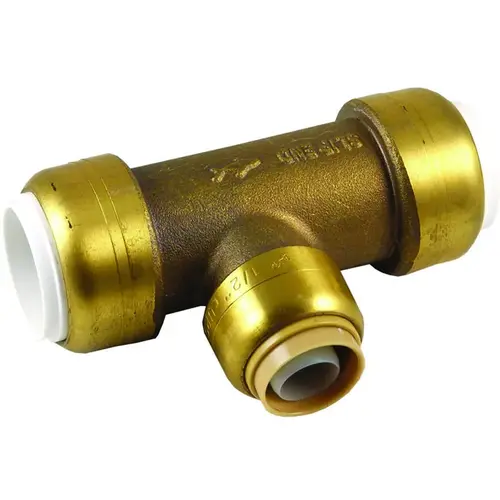 Transition Pipe Tee, 1/2 in, Push-to-Connect, DZR Brass, 200 psi Pressure