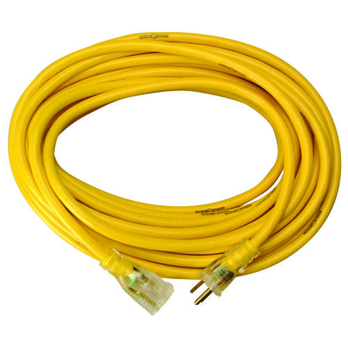 CCI 64827001 Extension Cord, 12 AWG Cable, 50 ft L, 15 A, 125 V, Yellow