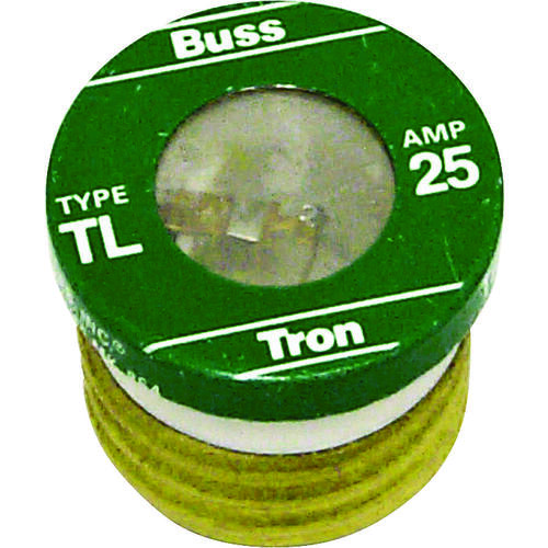 Plug Fuse, 25 A, 125 V, 10 kA Interrupt, Plastic Body, Time Delay Fuse - pack of 3