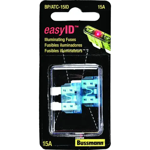 Automotive Fuse, Blade Fuse, 32 VDC, 15 A, 1 kA Interrupt Pair Blue