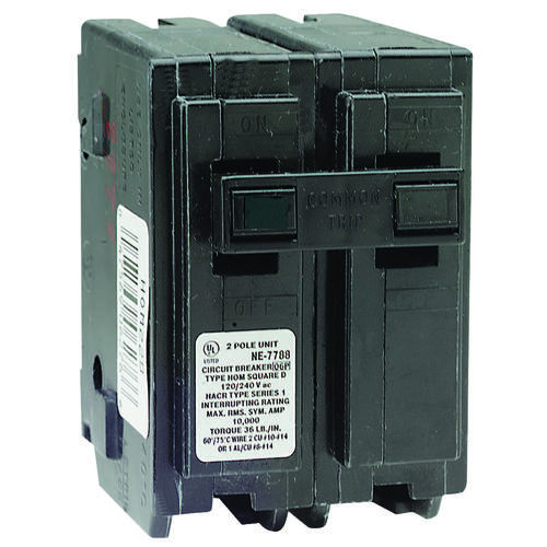 Square D HOM230CP Homeline Circuit Breaker, Mini, 30 A, 2 -Pole, 120/240 V, Fixed Trip, Plug Mounting, Black