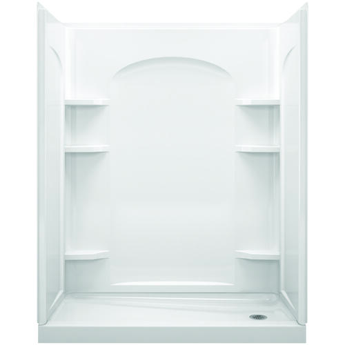 Ensemble Shower End Wall Set, 71-1/4 in L, 30 in W, Vikrell, High-Gloss, Alcove Installation, White