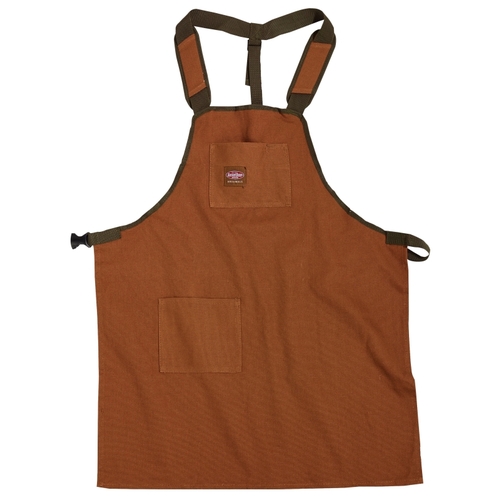 SuperShop Apron, 52 in Waist, Fabric, Brown/Green, 2-Pocket